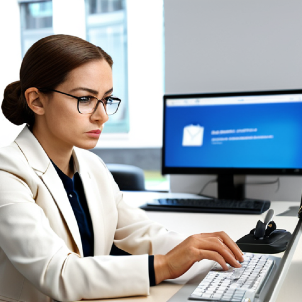 인터넷 보안 - Phishing Awareness**

A woman in professional attire, sitting at a desk in a bright office, looking ...