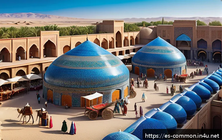 중앙 아시아의 역사 - A bustling ancient Silk Road oasis city in Central Asia during the medieval period, featuring vibran...